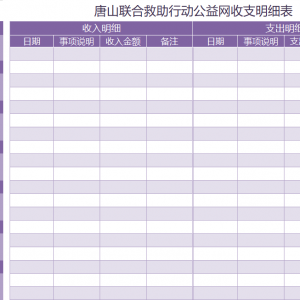 2020年8月唐山联合救助行动公益网收支明细表
